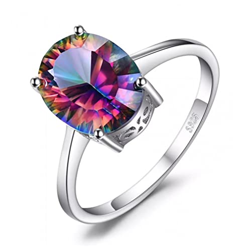 Bague en argent 925 avec quartz mystique ovale pour femme