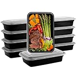 Qewro 10Pack 35oz Meal Prep Containers Disposable Food Storage Containers with Lids, 1-Compartment Reusable Food Storage Plastic Stackable To Go Boxes Microwave, Freezer, Dishwasher Safe