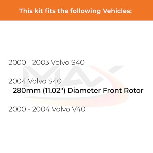 Image of Max Advanced Brakes Front Brake Kit Compatible With 2000-2002 2003 2004 Volvo S40 V40 w /11.02 inch Diameter Front Rotor Replacement Premium OE Disc Brake Rotors and Ceramic Brake Pads