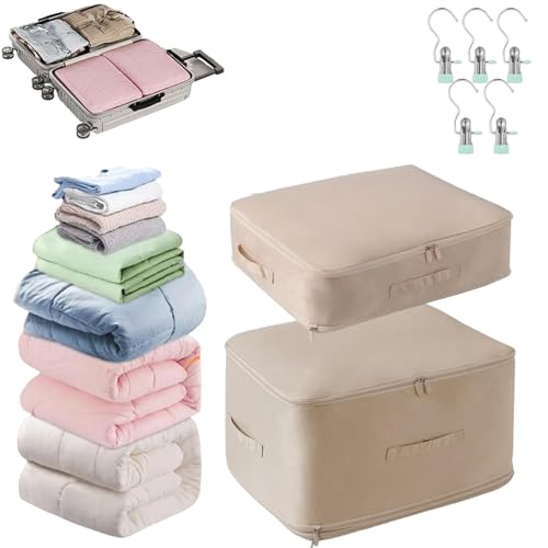 Sac de Compression Ultime Space Master, Casa Corner Sac De Compression, Sac-De Compression Ultime - Spacemaster, Grand Sac de Rangement Mobiles pour Couvertures (Beige, S+XL)