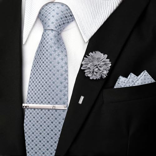Image of DiBanGu Silk Pre-tied Ties for Men Formal Adjustable Necktie Set