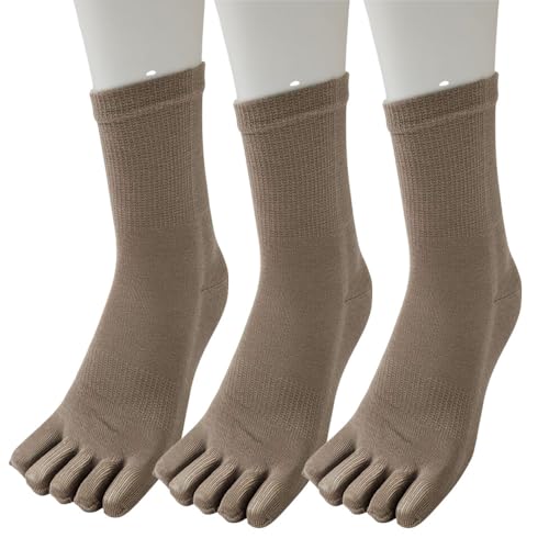 五本指肌シルクソックス ベージュ 3足セット(婦人サイズ22-24cm クルー丈)