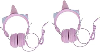 UKCOCO 2 Pcs Unicórnio Fones De Ouvido Fones De Ouvido Fone De Ouvido Fone De Ouvido Fone De Ouvido Gravação Fone De Ouvido Com Fio Com Microfone Adorável Unicórnio Fone De Ouvido Fone