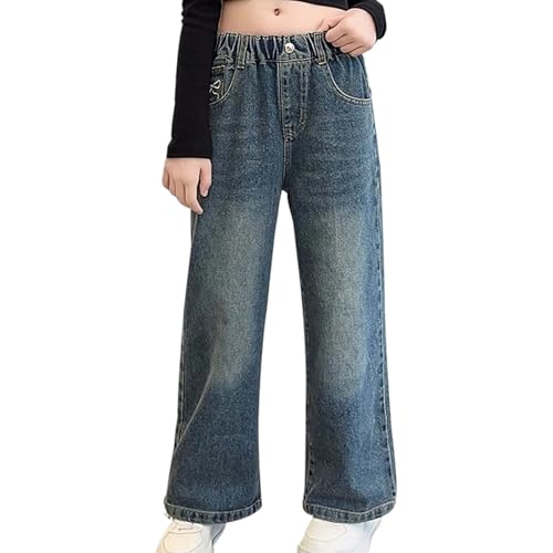 Ropa interior térmica Niños Niñas Moda Lindo Personalidad Pantalones Cintura Elástica Pierna Ancha Jeans Casual Demin Pantalones con Bolsillos Pantalones de Chándal Bebé Niño, azul, 8-10 años