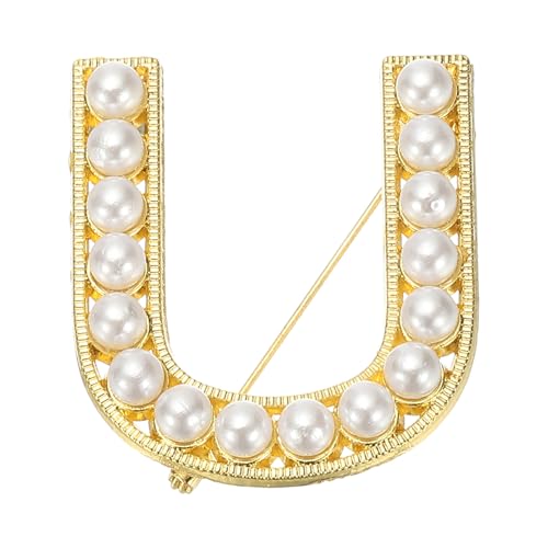 Image of PATIKIL Letter Brooch Pins, Pearl Initial Alphabet Letter Lapel Badges Pin for Women Men Girl Wife Suits