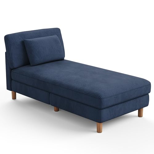 Vesgantti Cord Chaise Lounge Sofa, gepolstertes schlafsessel mit Kissen, Schlafsofa perfekt für Wohnzimmer, Schlafzimmer, Büro, Kleiner Raum, werkzeuglose Montage, 158 * 83 * 84cm