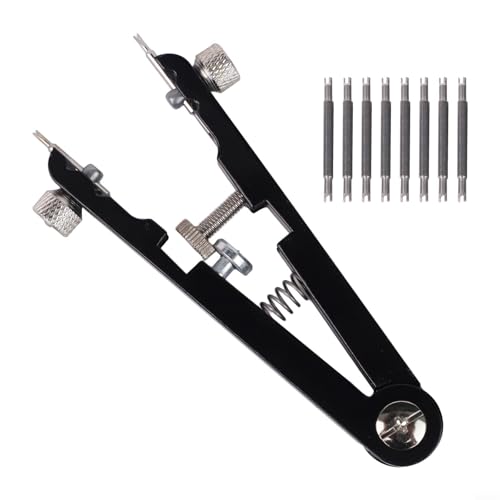 Septoolshop Pince à ressort de montre pour enlever et régler le bracelet - Contrôle de la longueur de la vis - Résistant à l'usure - Portable - Réparation de montre - Entretien d'horloge - Noir et