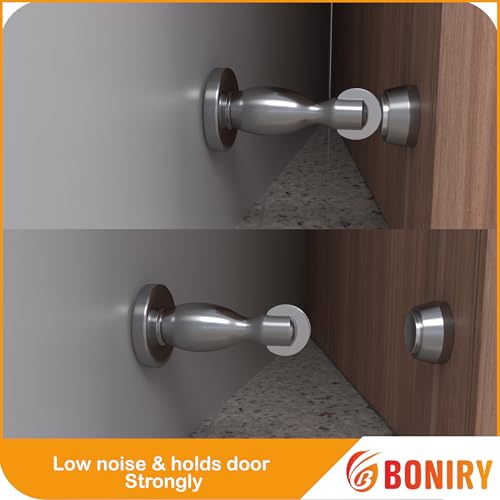 Image of Boniry Premium Magnetic Door Stopper | Durable, Stylish & Rustproof | Protects Doors | Strong Hold, Easy Installation | Perfect for Home & Office Use (4, Satin Black)
