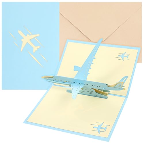 Andibro Airplane Airplane Pop Up Birthday Card, 3D Jet Aircraft Birthday Graduation Greeting Card...