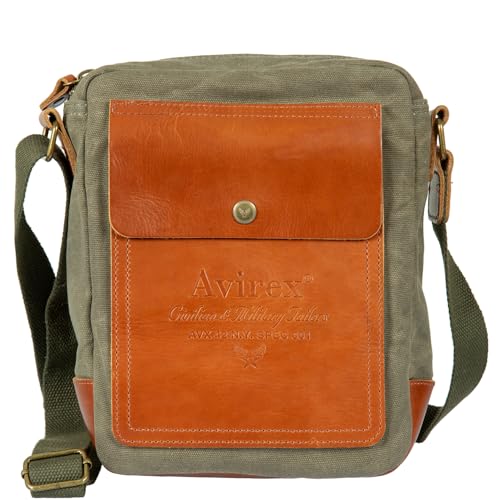 Bolso Camp AVIREX de lona encerada: estilo vintage impermeable con correa ajustable beige