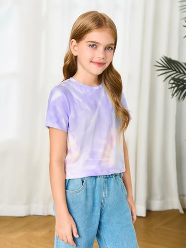 Image of Haloumoning Girls Tie Dye Short Sleeve Shirt 5-14 Years | Kids Summer Fashion, Girls shirts,Girls tshirt,Tops for girls,Tie dye shirts,Crewneck Tops, Casual Tees