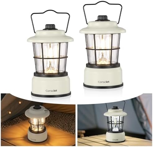 Consciot CL1 Mini Dual Light Sources LED Lantern, Retro Style Bat...