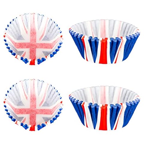 SHATCHI 50pcs Union Jack Cupcake Cases Cover