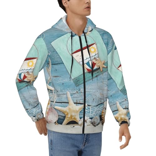 Sweat homme zippé motif plage et phare idéal pour les soirées fraîches de l'été