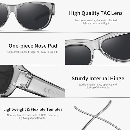 Image of GEGURI Polarized Sunglasses Fit Over Glasses for Men Women, Oversized Square Sun Glasses UV400 Protection Shades