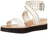 Dolce Vita Women's Panko Stud Wedge Sandal, White Embossed Leather, 8.5
