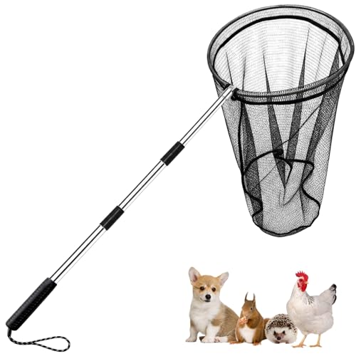 AQWXC Animal Catcher Net Chicken Catching Net for Poultry Supplies Extendable 64 Made of Stainless Steel Fishing net Catcher for Catching Small Duck Geese Bird Bat Chickens cat Poultry
