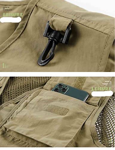 Perbai Men's Outdoor Utility Cargo Fishing Vest Pockets Summer Work Photo Safari Vest Gilet4