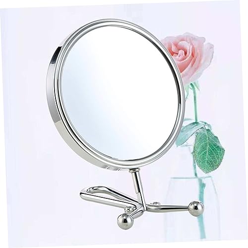 FRCOLOR Espejo de maquillaje giratorio doble cara plateado miniatura 6