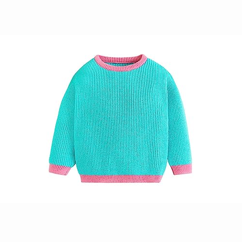 Kids Girls Knit Pullover Sweater Toddler Long Sleeve Crew Neck Contrast Casual Blouse Tees Fall Warmth Comfy Tops