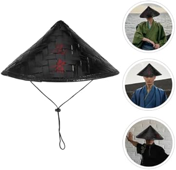 Holibanna Samurai Hat, Natural, hand made straw Hat, 14.1 inches