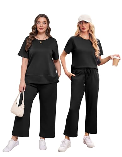 Image of XIEERDUO Women's Side Slit Lounge Sets 2026 Fashion 2 Piece Travel Outfits Cozy Loungewear Wide Leg Tracksuits S-3XL