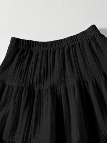 Image of Girls Tiered Maxi Skirt Boho Flowy Peasant Long Skirt for Kid 7-14