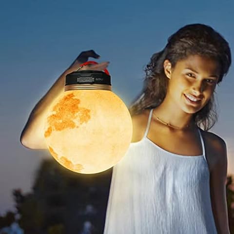 Balkwan Hanging Moon Lamp 5.9 Inches LED Camping Lantern, Rechargeable & Portable Tent Light, 300LM,3 Light Modes,1800mAh,with Magnet Base,Electric Lantern Flashlight for Camping Cover