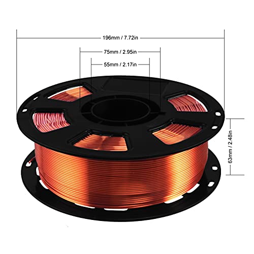 Image of Silk Shiny Metallic Copper PLA Filament, 1kg 2.2lbs 1.75mm 3D Printing Material, Widely Support for FDM 3D Printer, Easy to 3D Print by BBLIFE