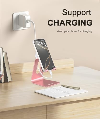 Cell Phone Stand for Desk- Adjustable Phone Stand Holder, Cradle, Dock, Desktop Stand for iPhone 16, 15, 14, Plus, Pro, Pro Max, 13 12 X XS,4-8" Phones, Office Accessories (Rose Gold) - Image 6