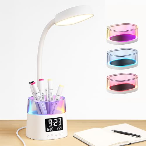 Led Desk Lamp with Pen Holder, Touch Lamps for Nightstand...