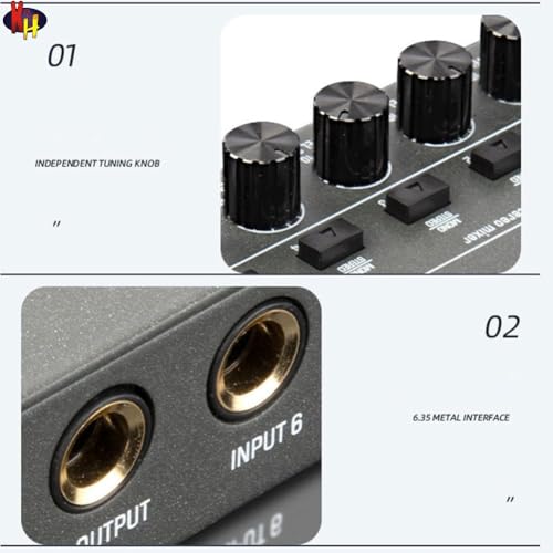 Image of kh 8 Channel Line Mixer Ultra Low Noise Compact Audio Mixer with Type C 5V Power and Individual Volume Controls for Home Studio Stage Performance Bars and Small Venues
