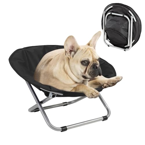 ZIDVOCNIX Cozy Cot - Silla elevada para mascotas y gatos pequeños, portátil, plegable, ajustable, redonda, resistente al agua, lavable a máquina (negro)