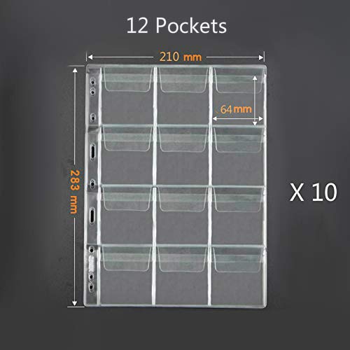 12 Pocket Coin Pages, 10 Sheets Plastic Coin Holders Stamp Collector Supplies For Coin Stamp Currency Collection #TOP1