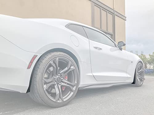 Replacement for 2016-Present Chevrolet Camaro All Models | GM Factory Extended Style ABS Plastic Texture Black Front Rear Mud Flaps Splash Guard Pair