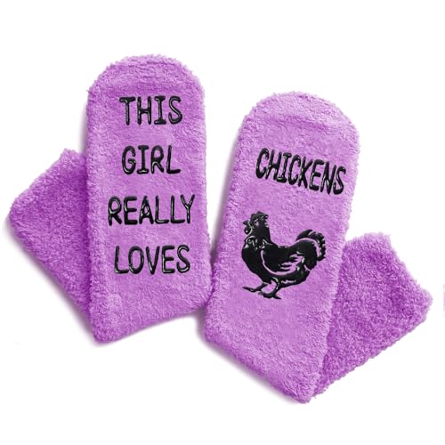 HAPPYPOP Funny Animal Gifts for Women - Chicken Bee Gifts Fuzzy Socks for Teen Girls3