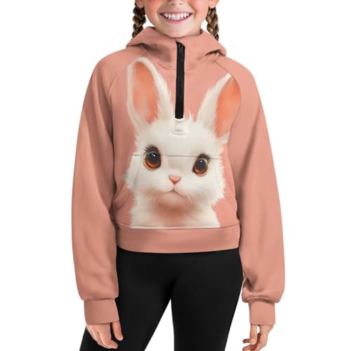 Uourmeti Half Zip Up Sweatshirts for Girls Long Sleeve Drop Shoulder Pullover Hoodies