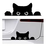 DXNQ Peeking Sneaky Cat Sticker, Waterproof Strong Adhesive Decals with Curious Black Cat Graphic, Removable Funny Peeking Black Cats Sticker for Car Window Laptop, Car Accessories (Fretwork)