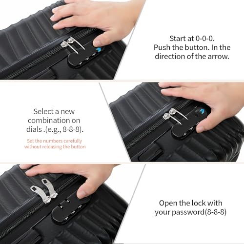 Image of Rosamo Luggage Sets 3 Piece, ABS Suitcase Set (20 /24 /28), Hardside luggage with Spinner Wheels, Travel Luggage, 14x8x9 Airline Approved Carry on, Lightweight Luggage with High-Security Lock