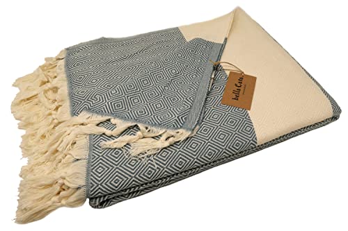 Stefano Ferrante ELMAS Colcha de Algodón, Acolchado Cama, 170 x 220 cm, Color Azul Petróleo