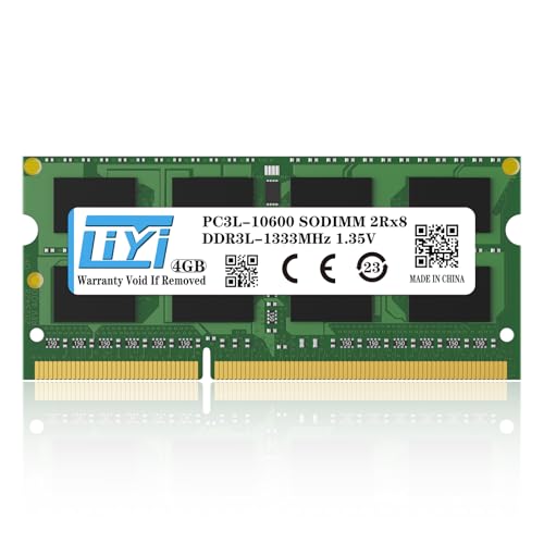 LIYI DDR3L 4GB RAM Single 1333MHz PC3 PC3L-10600 CL9 1.35V Low Voltage DRAM SO-DIMM DDR3L RAM 204-Pin 2Rx8 Dual Rank Unbuffered Non-ECC Laptop Notebook PC Computer RAM Memory Module Upgrade