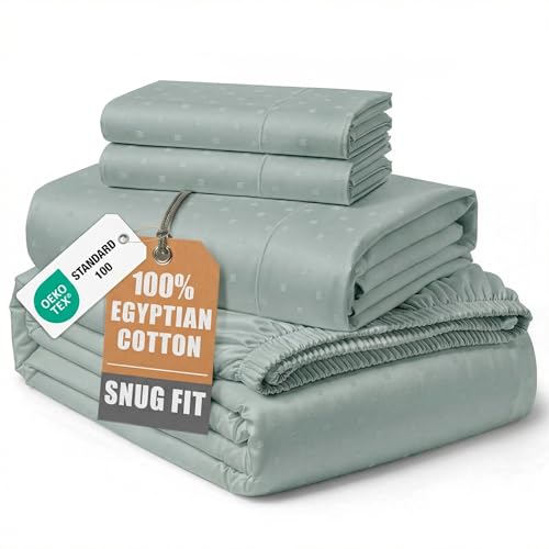 Image of LANE LINEN King Split Sheets for Adjustable Bed Sateen Weave - Mineral | Extra Deep Pocket King Sheet Set - 4-Piece Set, For Guests And Everyday Use, For A Silky Hotel-Style Bed, Cozy Feel