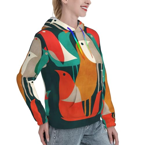 Sweat à capuche imprimé oiseaux avec poche kangourou extensible - 3