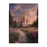 Vextrovia Dreamy Castle with Starry Skies 500 Pieces Wooden Puzzles for Adults,Artful Jigsaw for Home Game Evenings,Solo Unwinding,Focus Refinement,Ideal for Adults Loving Fairytale Like Themes