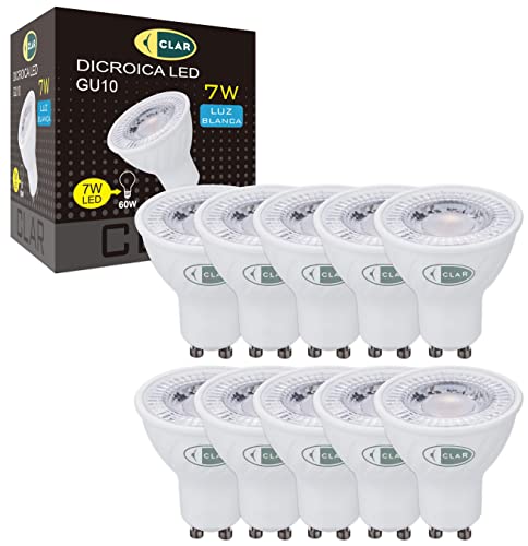 CLAR - GU10 LED 4000K, Lampadine GU10 Luce Naturale, 7W (Pack 10)