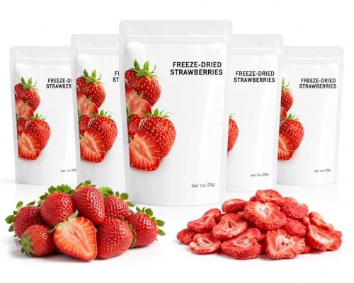 Wise Harvest Freeze Dried Strawberries, Five 1 oz Bags