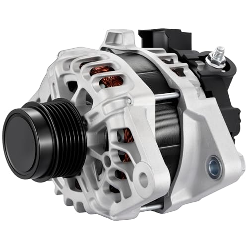 Image of BDFHYK Alternator 11608 Compatible with Kia Soul 2012 2013 1.6L L4 Hatchback 4-Door 12V 90Amp CW 6-Groove Pulley, Replace 11608N, 11608, 37300-2B150, 37300-2B150R, 2613746 | 12V 90A 6-Groove Decoupler Pulley (OAD) Clockwise, Replaces OE# 11608N, 37300-2B150, 37300-2B150R, 2613746