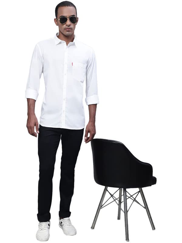 Image of Cantabil Black Solid Non Pleated Regular Fit Mid Rise Formal Trouser for Men | Formal Pants for Men | Formal Wear Regular Fit Trouser for Men (P MTRC00102)