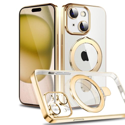 MuZiF iPhone 15 Plus �p �P�[�X MagSafe�Ή� �����O�t�� �N���A ���b�L���H �J�o�[ �ԍڃz���_�[�Ή� ���@�\ �����Y�ی� ���^�y�� �ϏՌ��\�� �����_�炩��TPU �A�C�t�H��15 Plus �p ���C�J�o�[ �N���A�P�[�X�iiPh