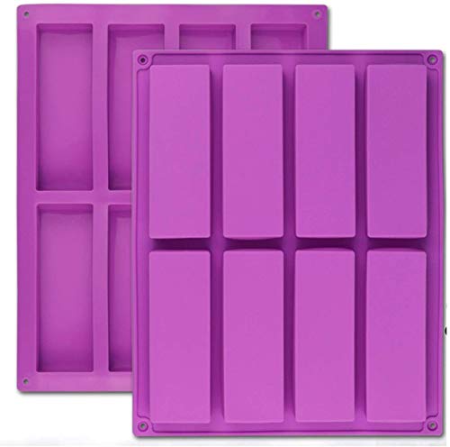 VENCILAZY 2Pack Rectangle Silicone Mold, 8-Cavity Food Grade Non-Stick Granola & Cereal Bar Maker for Energy Bars, Chocolate, Muffins, Brownies, Cornbread, Cheesecake & Pudding